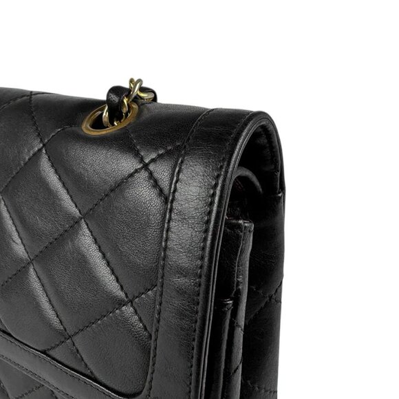 CHANEL Matelasse Double Flap Chian Shoulder Bag Black/Gold/Silver - Picture 8 of 13